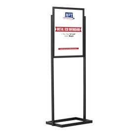 M&T Displays Metal Eco Info Board, Black 18x24 Inches Slide-In Poster Sign Holder 1 Tier Double Sided Floor Standing Pedestal Advertising Display with Backing and Anti-Glare PET Cover