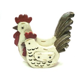 Rustic Chicken Pair Tabletop Decor Figurine
