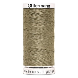 Gütermann Denim Polyester Sewing Thread 100 Metres Denim Thread per Spool Light Grey