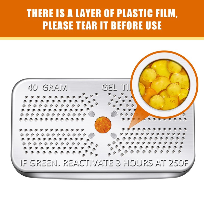 6 Pack 40 Gram Silica Gel Canister Dehumidifier Desiccant Orange