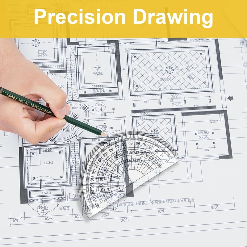 LICQIC 6Pcs Clear Plastic Protractor 180 Degrees 4 Inches for