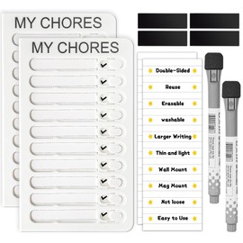 2 pack set dry erase chore chart for kids multiple kids, morning routine habit tracker chore list board，daily schedule reward chart for kids,daily schedule pocket chart behavior chart for kids at home