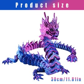 3D Printed Dragon Egg Fidget Toy,3D Dragon Crystal Egg, Flexible Joints Home Decor Executive Desk Toys, Articulated Dragon, Laser Printed - Blue -Red