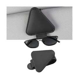 Adunsiaoto Sun Visor Glasses Case Organiser, Car Sun Visor Leather Sunglasses Case Holder Clip, Glasses Holder Visor Sunglasses Holder for Car (Black)
