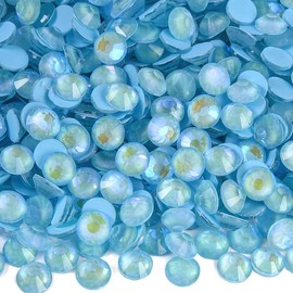 Blinginbox Flatback Rhinestones Round Gems, 1440pcs Luminous Series Glass Stones Neon Gems Non Hotfix Crystal Rhinestones for Nail Charms Crafts Clothes Tumblers,Ice Blue AB Luminous,SS10.