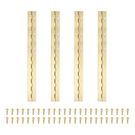 PATIKIL 12x1.2 Inch Piano Hinge,4 Pcs 304 Stainless Steel Continuous Hinge with Holes for Piano Gate Door Wooden Storage Box Cabinet Boat,Gold