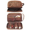 Genuine Leather Travel Cosmetic Bag - Hygiene Organizer Dopp Kit