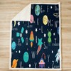 jejeloiu Kids Outer Space Sherpa Throw Blanket Throw 50"x60" ABC