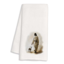 BAYOGITA Jesus and Lamb Christian Kitchen Towels Gifts Decor, Jesus Gifts for Women Men, Religious Dish Tea Towel for Kitchen, Religious Hand Towels for Bathroom Decor, 16x24 Inch