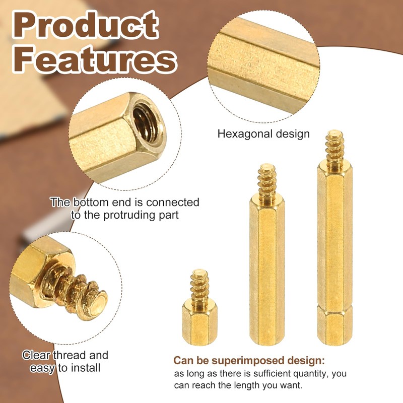 PATIKIL 80Pcs M3 Hex Standoff Spacer, Male to Female Copper