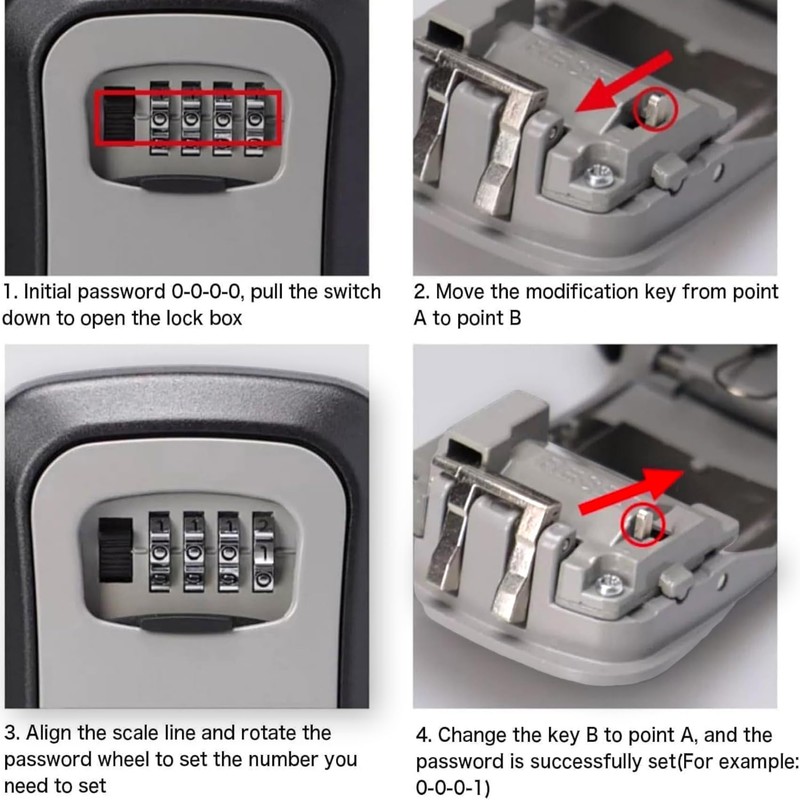 Wall-Mounted Key Storage Box, 4-Digit Combination Lock, Weatherproof Security Safe