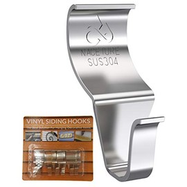Vinyl Siding Hooks Hanger - Heavy Duty 25Lbs Stainless No-Hole Needed Vinyl Siding Clips for Hanging- Vinyl Siding Hooks for Outdoor Decorations 6 Pack (6 Pack)