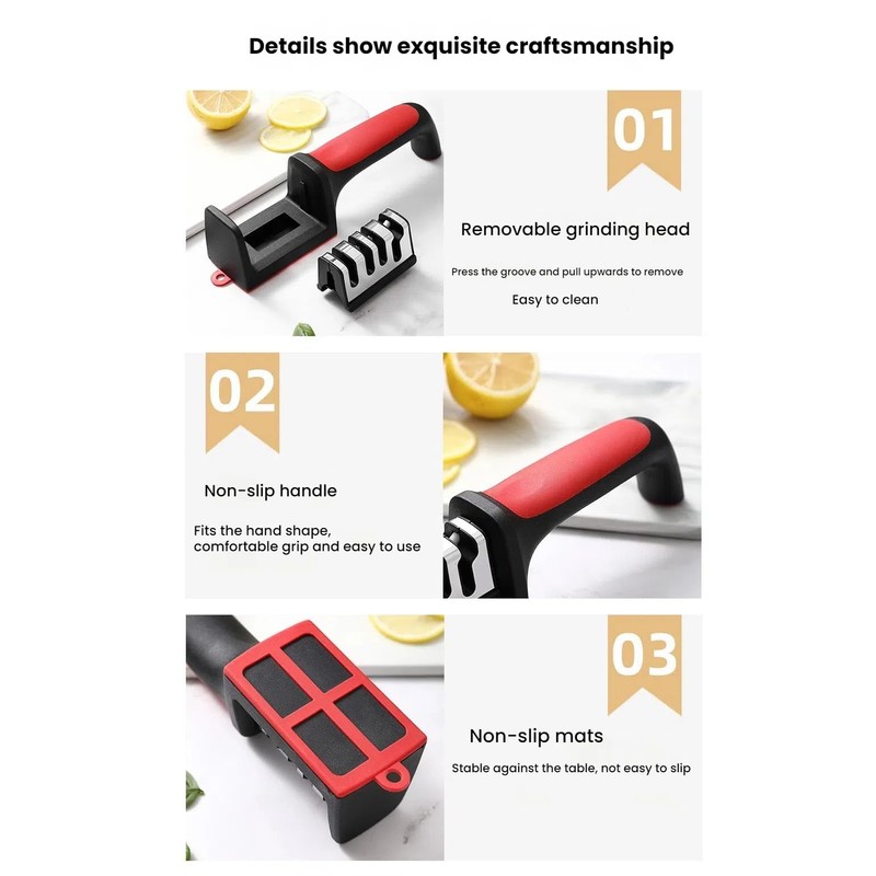 4-in-1 Kitchen Knife Sharpener, Professional Grade with Tungsten Steel and