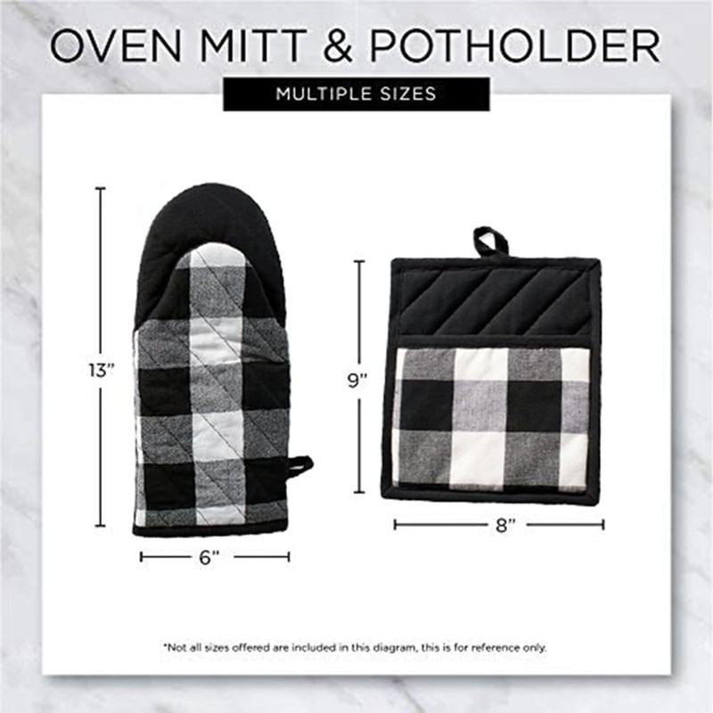 Daowwui -Check Classic Farmhouse Kitchen Set Insulation Pad Oven Mitt