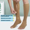 NURCOM Zipper Copper Compression Socks Open Toe Beige 20-30 mmHg