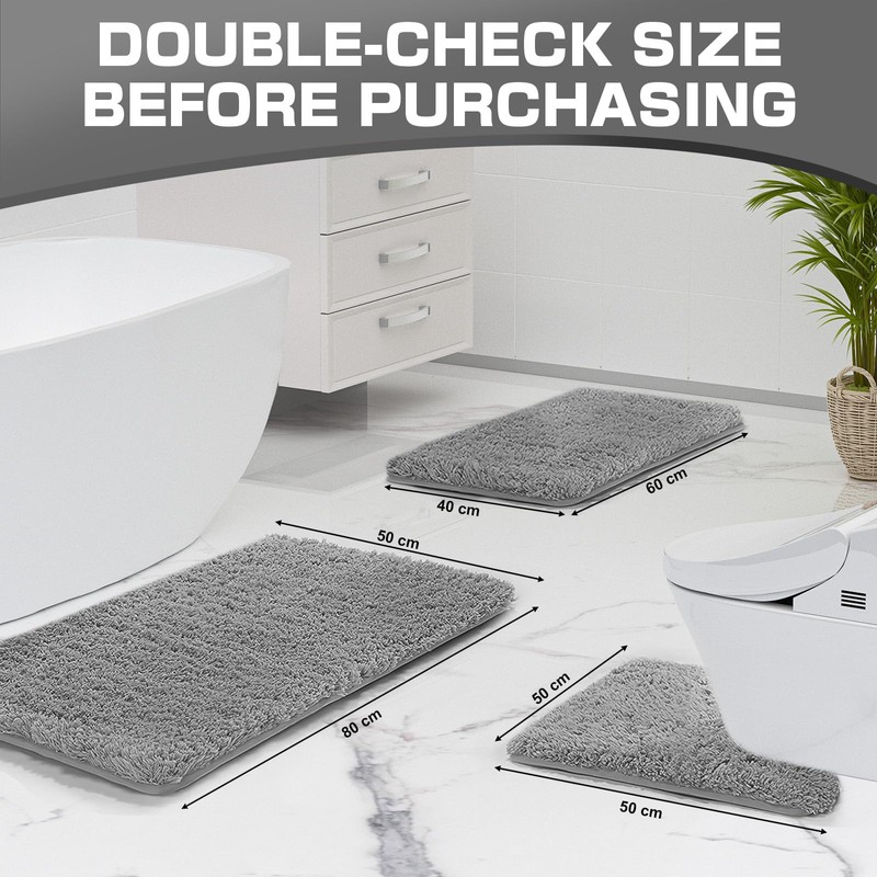 wyewye Microfibre Bath Mat, 2cm Super Thick Bath Rug, Super