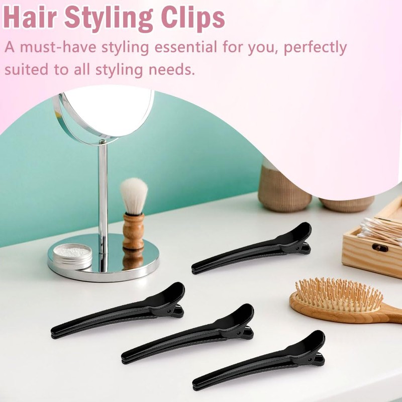 24 Pcs Alligator Hair Clips for Styling, Black Creaseless Hair
