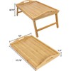 Greenco Bamboo Breakfast Tray Folding Legs with Handles, Bed Tray