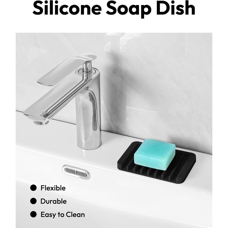 Self Draining Soap Dish for Shower, Silicone Soap Dish for