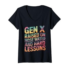 Womens Raised on Hose Water and Hard Lessons. Funny V-Neck T-Shirt