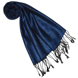 Lorenzo Cana Luxury Silk Scarf for Women - 100% Silk - Ladies’ Woven Scarf, Elegant Paisley Pattern, Tone on Tone - blue