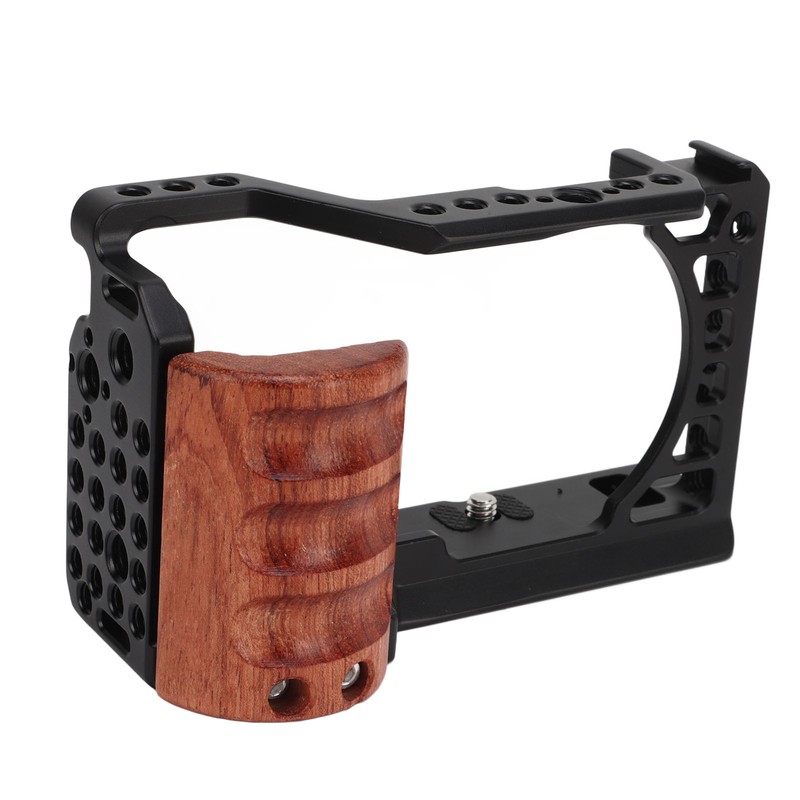 Aluminum Alloy Camera Cage with Wooden Handle Protective Frame with