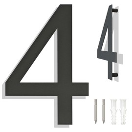 Ywonoby Stainless Steel House Number - RAL 7016 Anthracite Grey - Modern Floating Look and Easy Installation - Height 25.4 cm - Arial Number 4