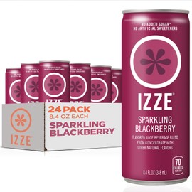 IZZE Sparkling Water Juice Beverage Blend, Blackberry, No Sugar Added, 8.4 FL OZ, 24 Cans