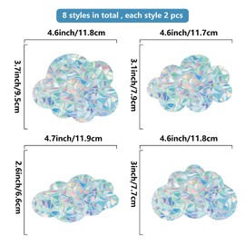 GORGECRAFT 16St 8 Stile Wolkenfenster-Aufkleber Prismen-Fensteraufkleber Anti-Kollisions-Statische Fensteraufkleber Regenbogen-Sonnenfänger Nicht Klebende Vinylfolie Für Glas-Schiebetür-Fenster