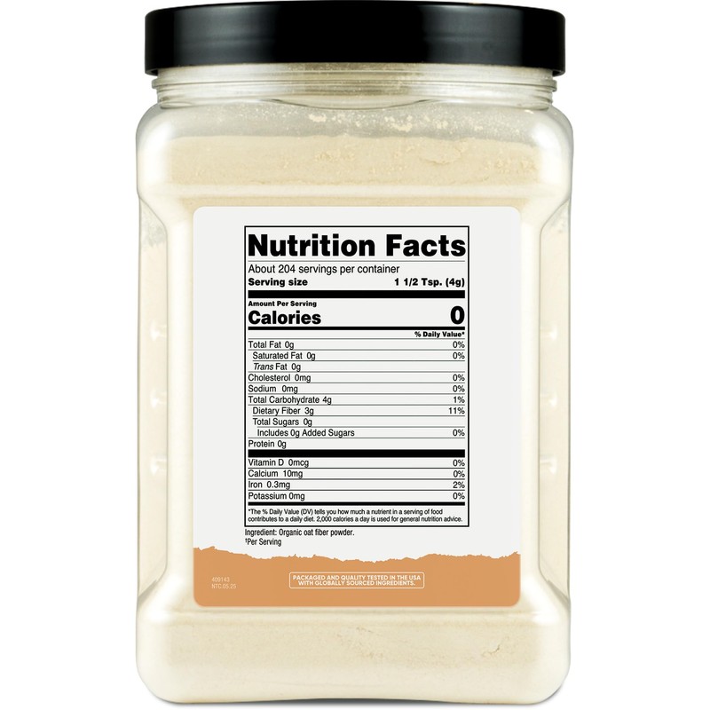 Nutricost Pantry Organic Oat Fiber (1.8 Pounds) Stone Ground Oats