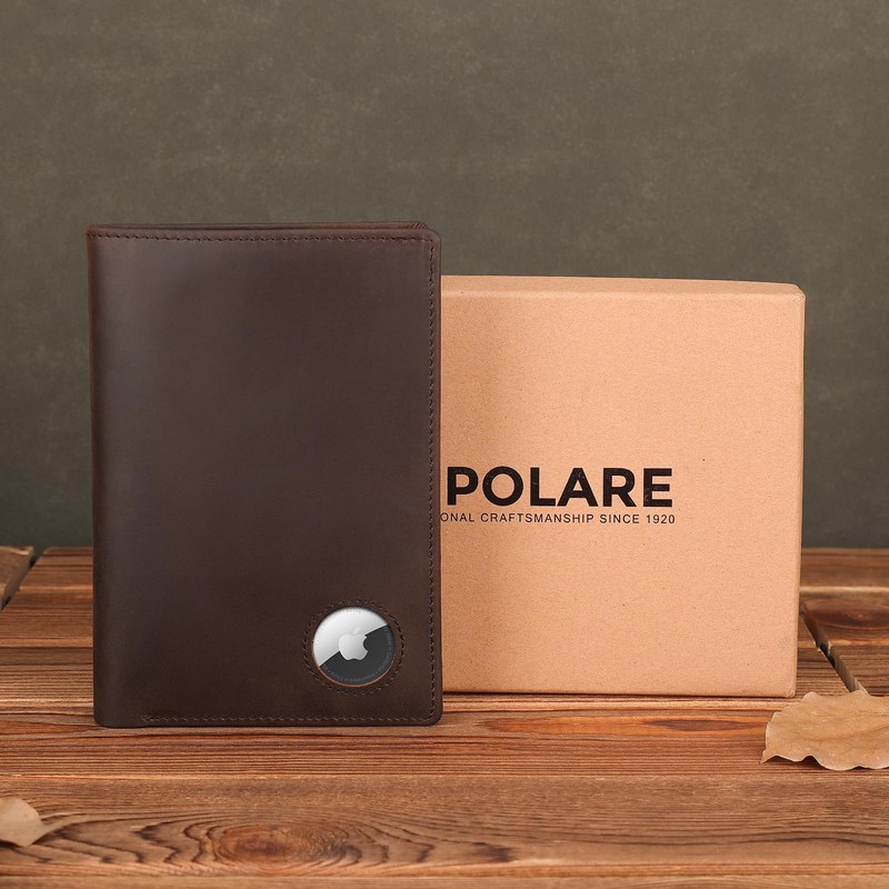 Polare Functional RFID Blocking Leather Passport Holder Travel Bifold Wallet