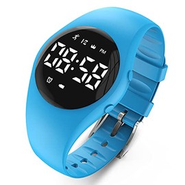 Led Digital Pedometer Watch , Digital Steps Tracker , Non-Bluetooth, Vibrating Alarm Clock, Stopwatch, Great Gift for Children Teens Girls Boys Women (Blue)