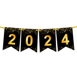 KatchOn, Shiny New Year 2024 Banner - 8 Feet, No DIY | 2024 Sign New Year for New Years Eve Party Supplies 2024 | Happy New Year Decorations 2024 | Happy New Year Sign 2024 for NYE Decorations 2024
