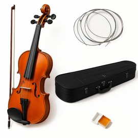 Bluelander Violín 4/4 con Arco, Estuche, Repuesto de Cuerdas y Brea, Violín 60 cm, Ideal para Principantes y Expertos, Violin Profesional para Estudiante, Violin, Acabo Brillante