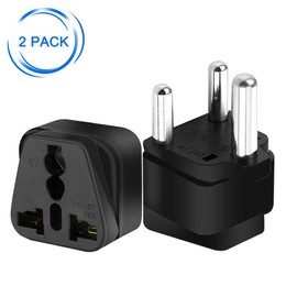 JORINDO 2 pcs South Africa Travel Plug Adapter，South Africa Big 3 Pins Type M Outlet Travel Power Adapter South Africa Plug Big 3 Pins Adaptor for South Africa Socket (Black)