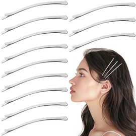 12pcs 3.35Inch Long Bobby Pins, Metal Curved Hair Pin Clips, Silver