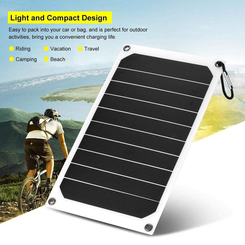 5V 10W USB Solar Panel, IP64 Waterproof Portable Solar Charging