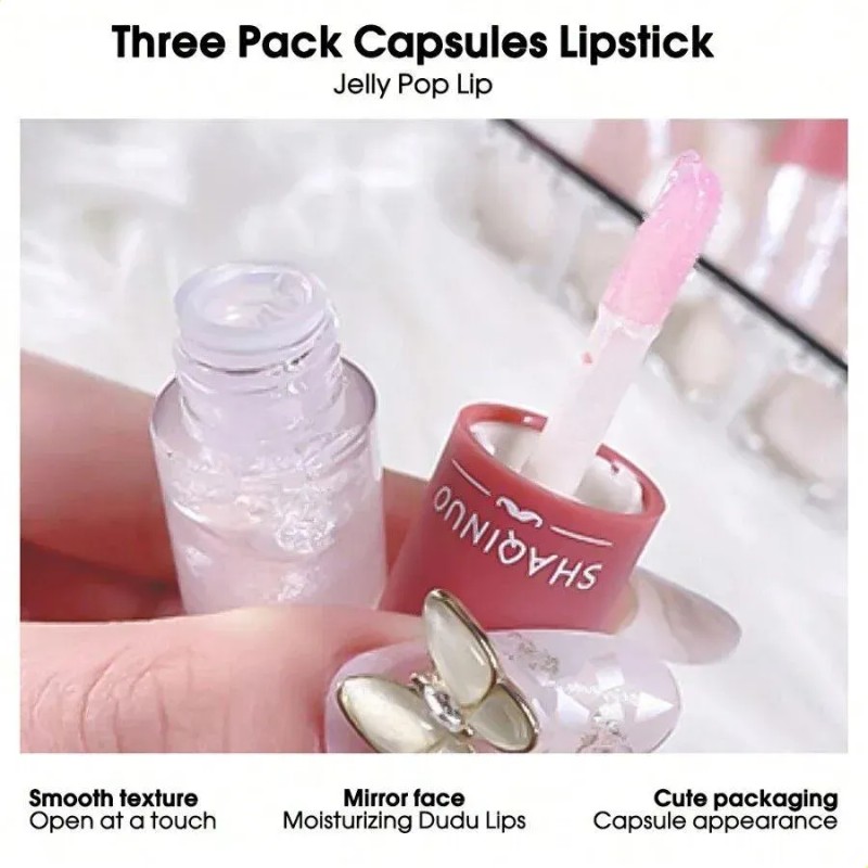 Set De 3 Labiales Glosswater Bálsamo Hidratación Duradera