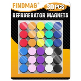 FINDMAG Colorful Fridge Magnets, 30 Pack Round Refrigerator Magnets, Dry Erase Board Magnets for Whiteboard, Decorative Magnets, Small Colorful Whiteboard Magnets, 10 Colors