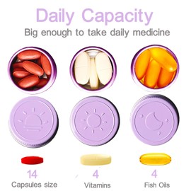 ADHYRO Extra Small Single Pill Box for Purse (3 Pack), Aluminum Screw Top Pill Container, 3 Times a Day Portable Waterproof Single Pill Case for Vitamins, Fish Oils, Supplements (Light Purple)