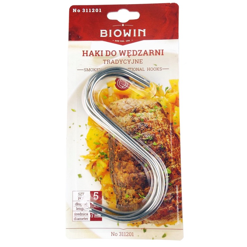 STRONG BUTCHERS HOOKS, MEAT SMOKE HOUSE HOOK 6" PACK OF