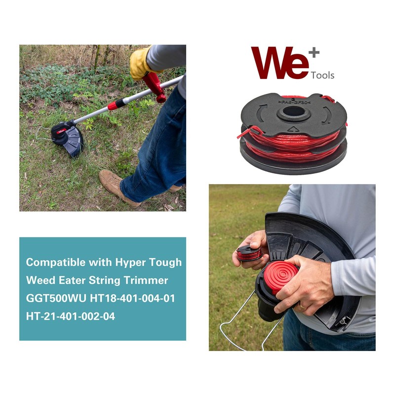 WETOOLPLUS 5 Pack 0.065'' Replacement Trimmer Spools & Cap Cover