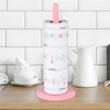 Pink Paper Towel Holder Countertop with 2 Hooks, Stainless Steel,