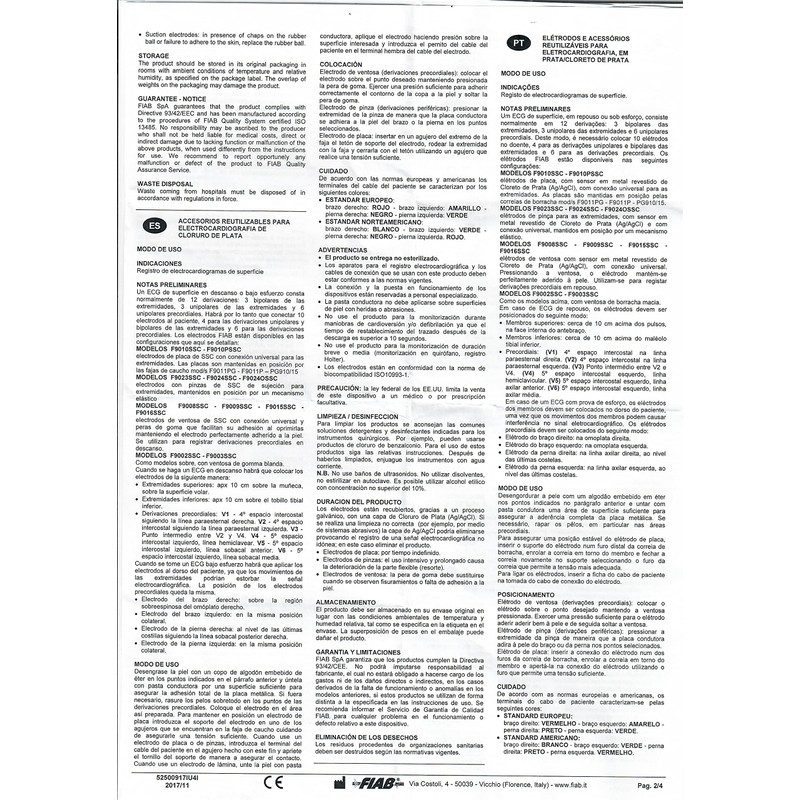 Fiab f9024ssc Electrode Peripheral A Pliers for ECG Adult Set