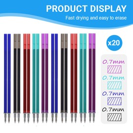 EIHI Pack of 20 Refills for LegaMi 0.7 mm Pens [4 Blue, 4 Black, 4 Green, 4 Purple, 4 Black], Leads for LegaMi Erasable Pens, Refill for LegaMi, Refill for LegaMi (B)