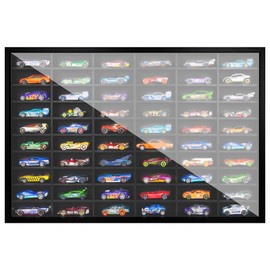 SIXPOINTS SIXPOINTS Diecast Model Car Display Case ,1/64 Scale Hot Wheels, Matchbox Toy Cars Organizer Storage Cabinet Wall Mount with Acrylic Glass Door, Stores up to 60 Cars