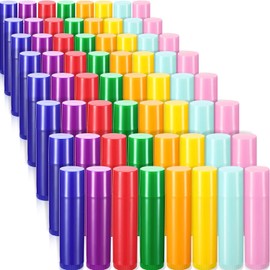 64 Tubos de Bálsamo Labial Envases Vacíos de Bálsamo Labial de 5 ml Tubos de Lápiz Labial de Plástico Giratorios Recargables Funda Tubo de Bálsamo de Brillo de Labios de Bricolaje, 8 Colores