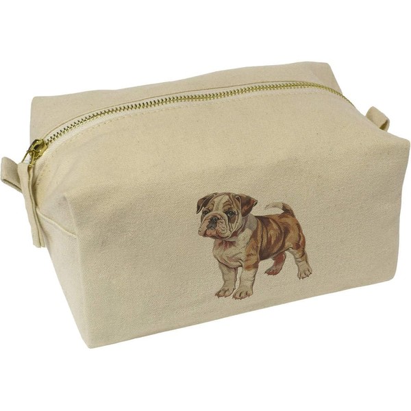 'Bulldog Puppy Standing' Canvas Wash Bag/Makeup Case (CS00040131)