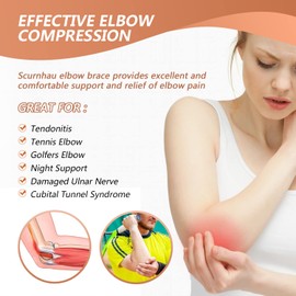 Scurnhau Adjustable Elbow Support for Tendonitis Elbow Support for Cubital Tunnel Syndrome Injuries S/M
