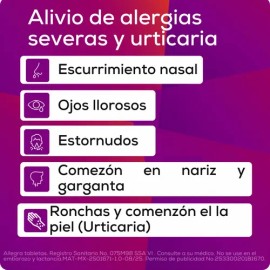 Allegra Antihistamínico para Alergias Severas y Urticaria 10 tabletas x 180 mg. Controla las Alergias Agraviadas por Contaminación. No Causa Sueño